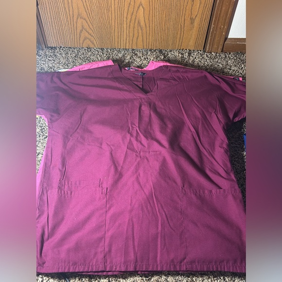 Cherokee Workwear Tops - Burgundy Cherokee scrub top